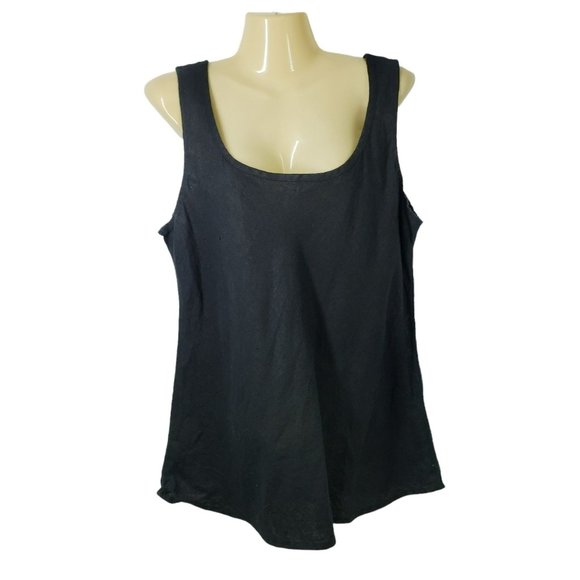 Flax Fundamental Black Tank Top Linen Women's Size Medium - Picture 2 of 9